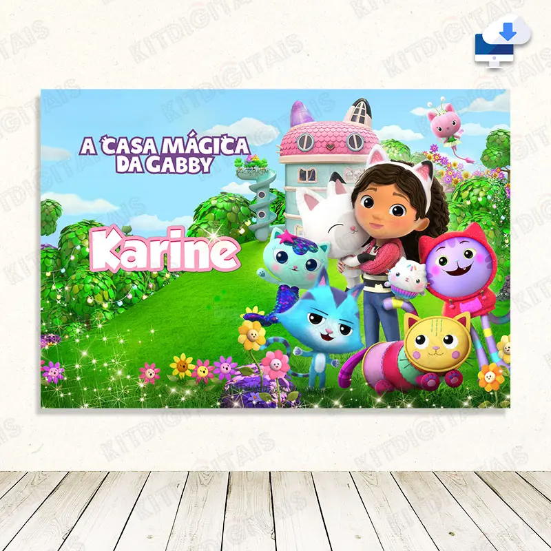 A Casa Magica da Gabby Painel Digital com Nome Mod5
