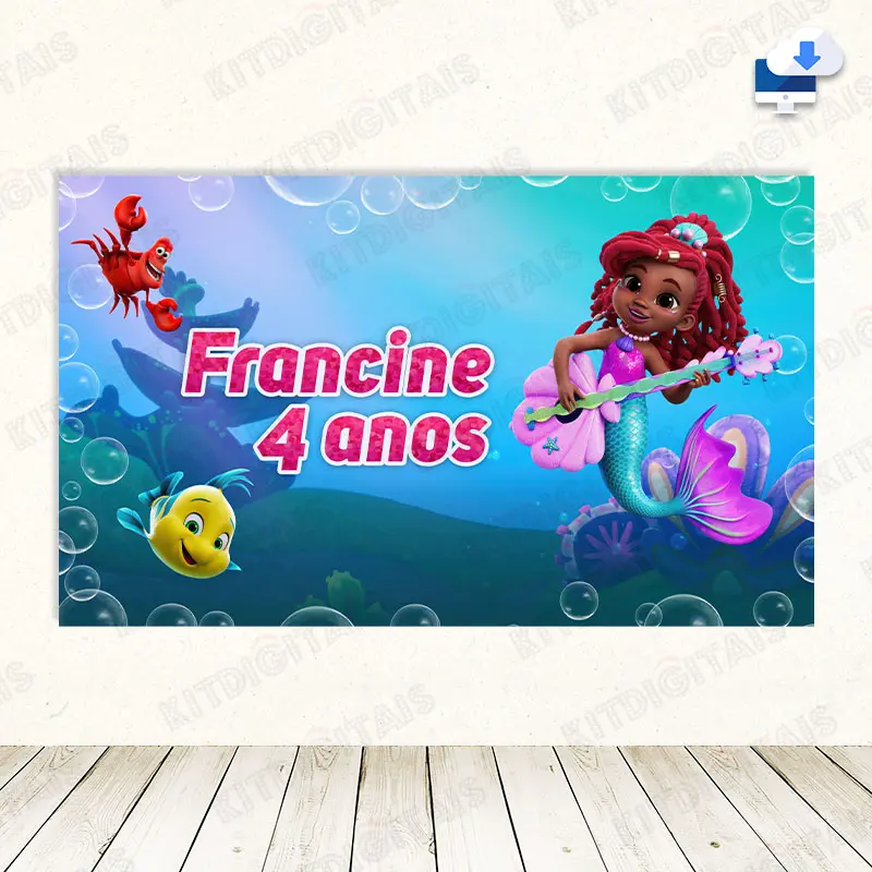 Ariel Conto da Sereia Painel Digital Mod2 - Com Nome