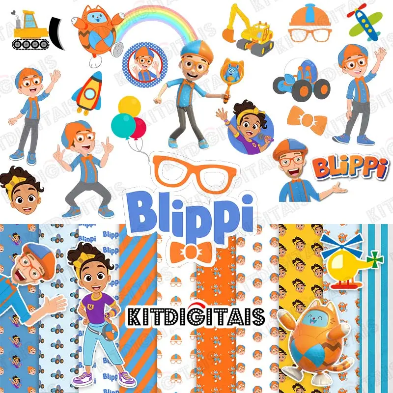 Kit Digital Blippi Wonders e Papeis Digitais
