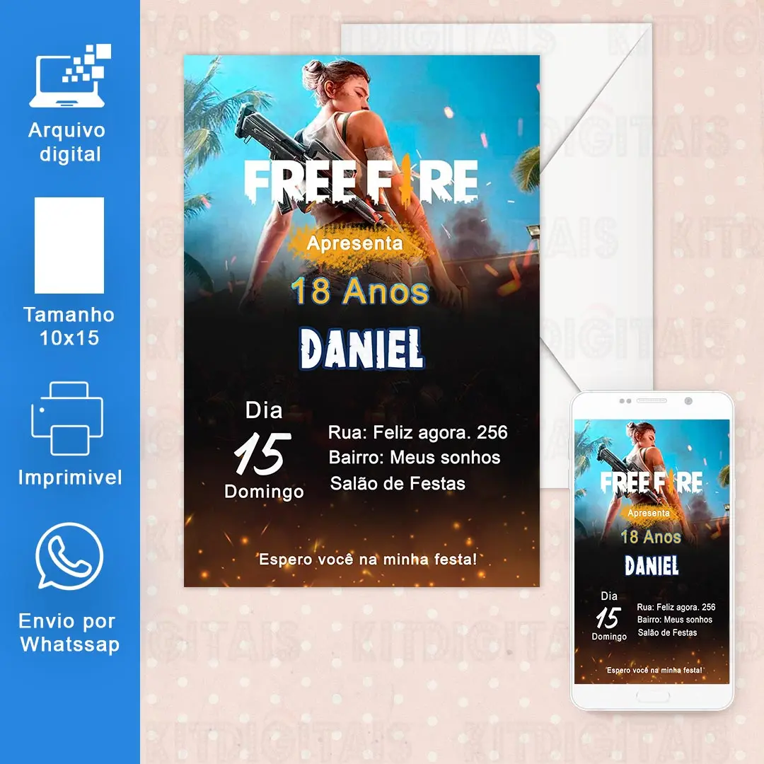 Convite Digital Personalizado - Free Fire