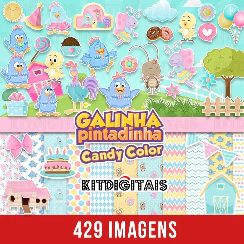 kit Digital Galinha Pintadinha Candy Color kit Digital Galinha Pintadinha Candy Color