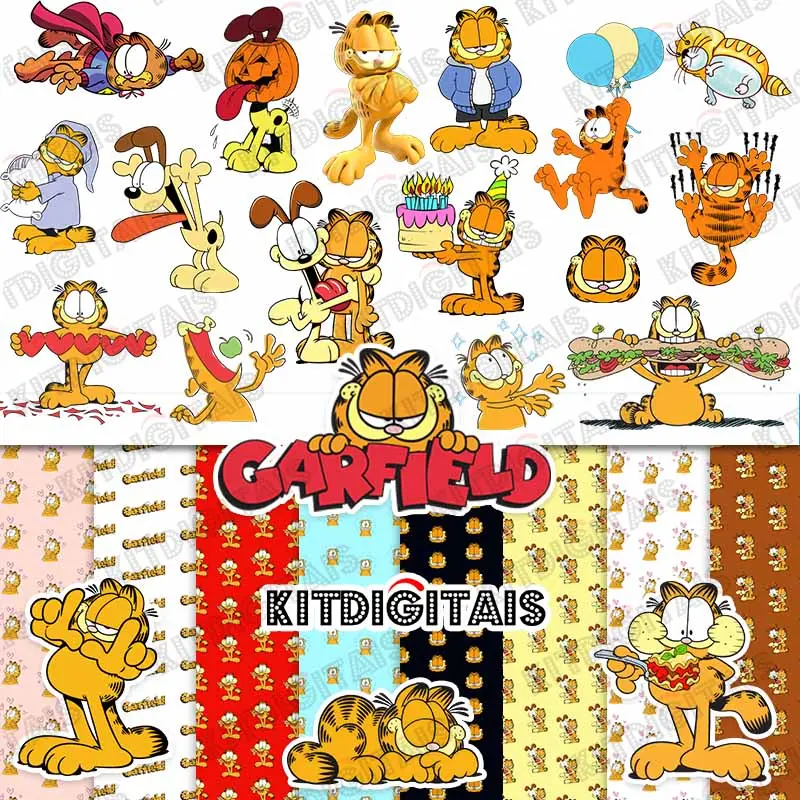 Kit Digital Garfield Png e Papeis Digitais