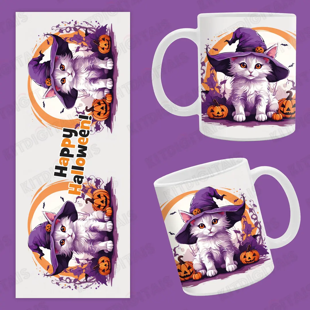 Gatinha Halloween Pet Arte Caneca Personalizada