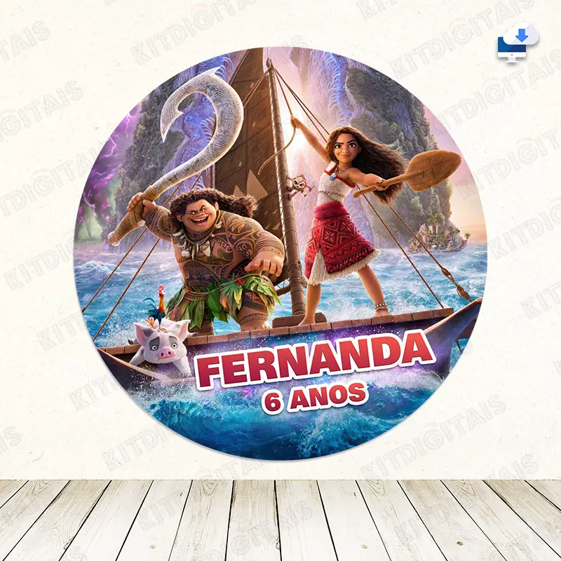 Moana 2 Painel Digital Aniversário Mod2 - Com Nome