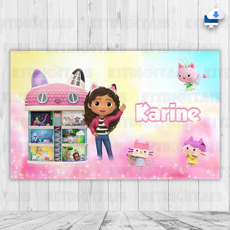 A Casa Magica da Gabby Painel Digital com Nome Mod1