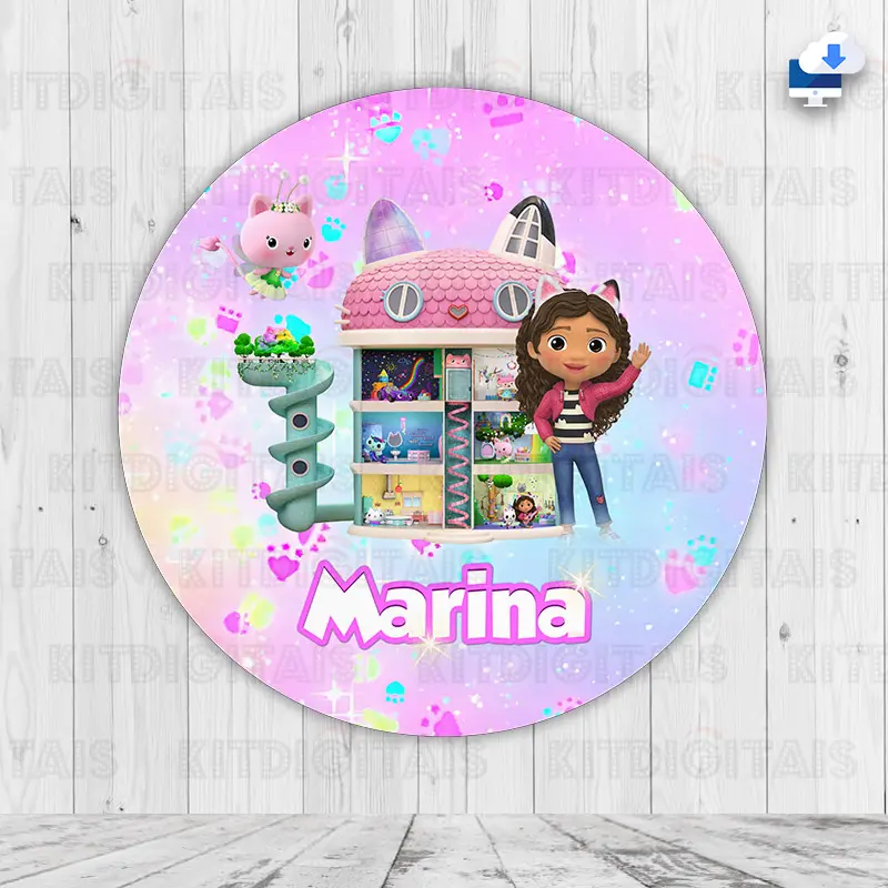 A Casa Magica da Gabby Painel Digital com Nome Mod2