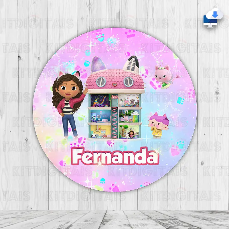 A Casa Magica da Gabby Painel Digital com Nome Mod4