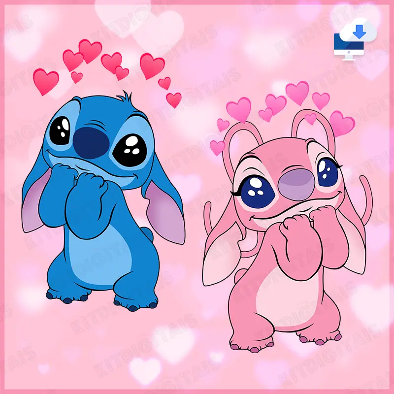 Stitch e Angel Love Cute Png