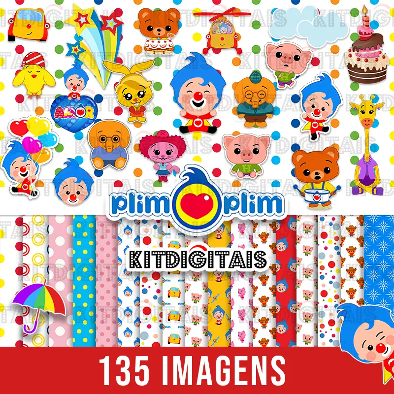Kit Digital Um Herói de Coração Palhaço Plim Plim