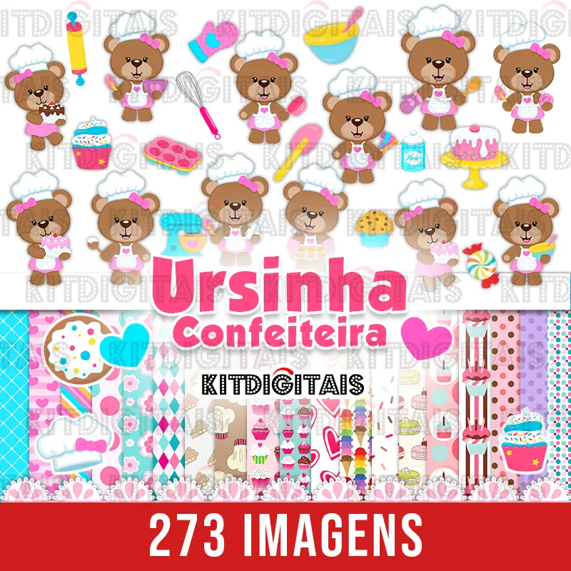 Kit Digital Ursinha Confeiteira