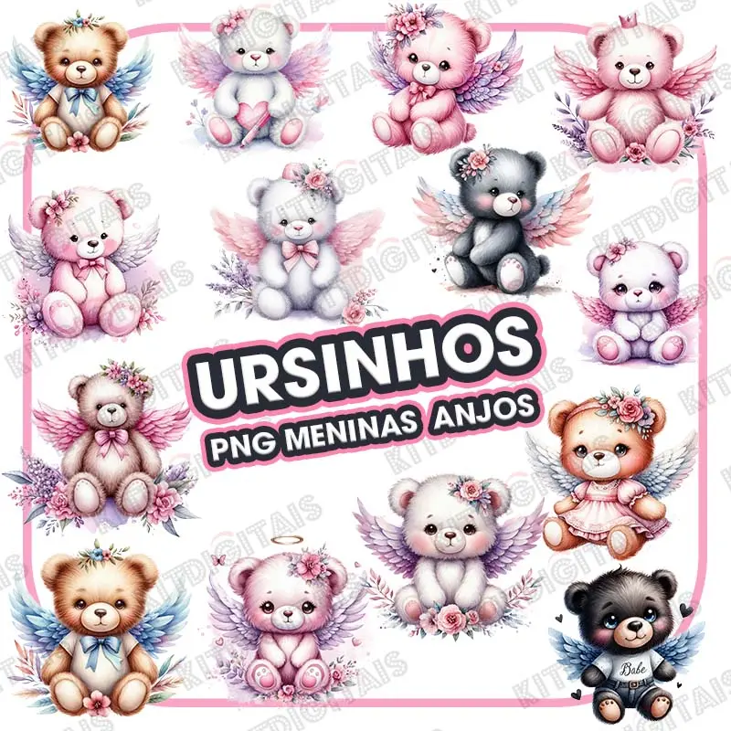 Kit Digital Ursinhos Png Meninas Anjos
