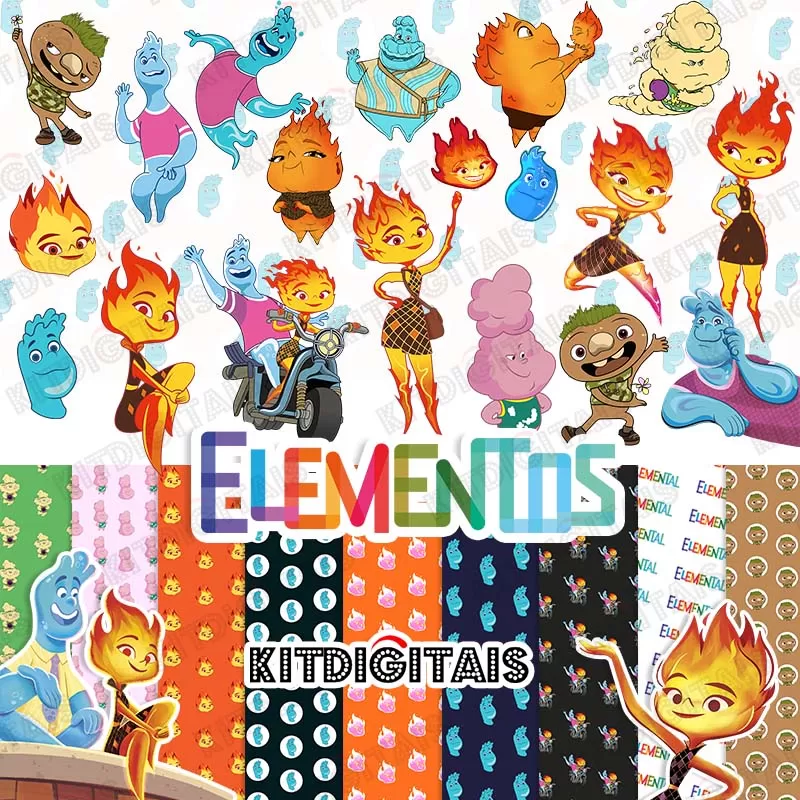 kit Digital Elementos + Papeis Digitais