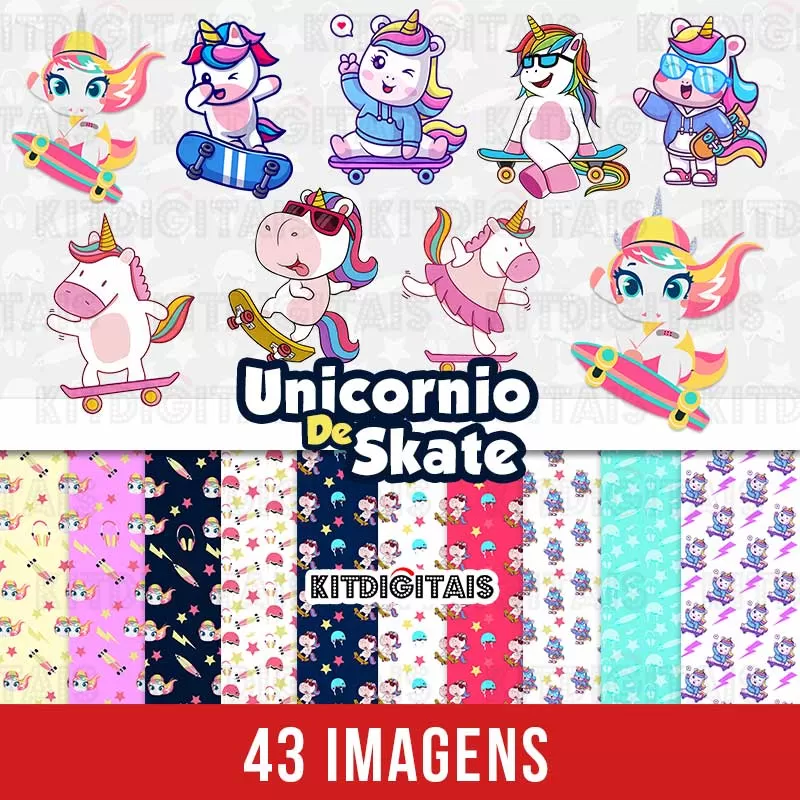 Unicornio de Skate Clipart