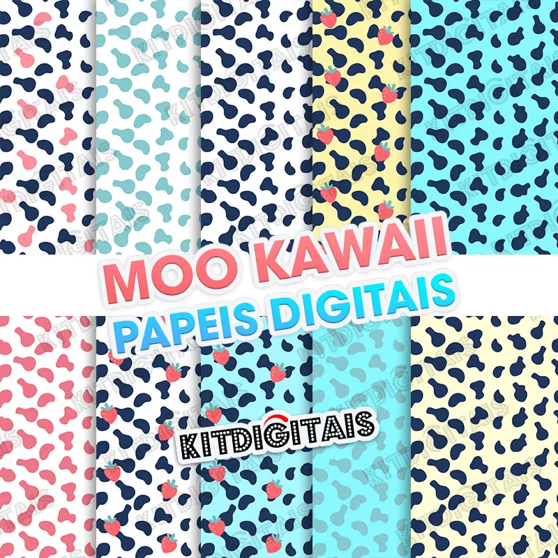 Moo Cut Kawaii Papeis Digitais