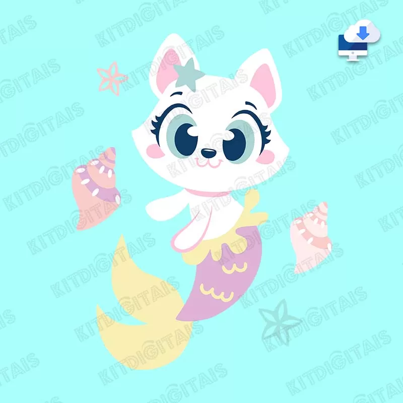 Gatinha Sereia Kawaii Meninas