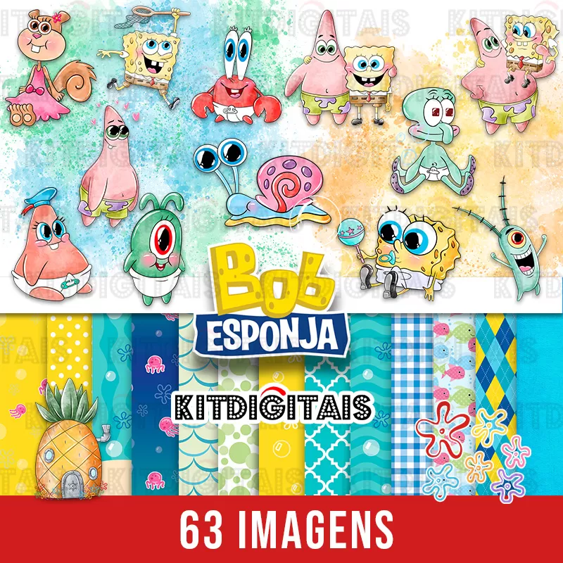 kit Digital Bob Esponja Aquarela