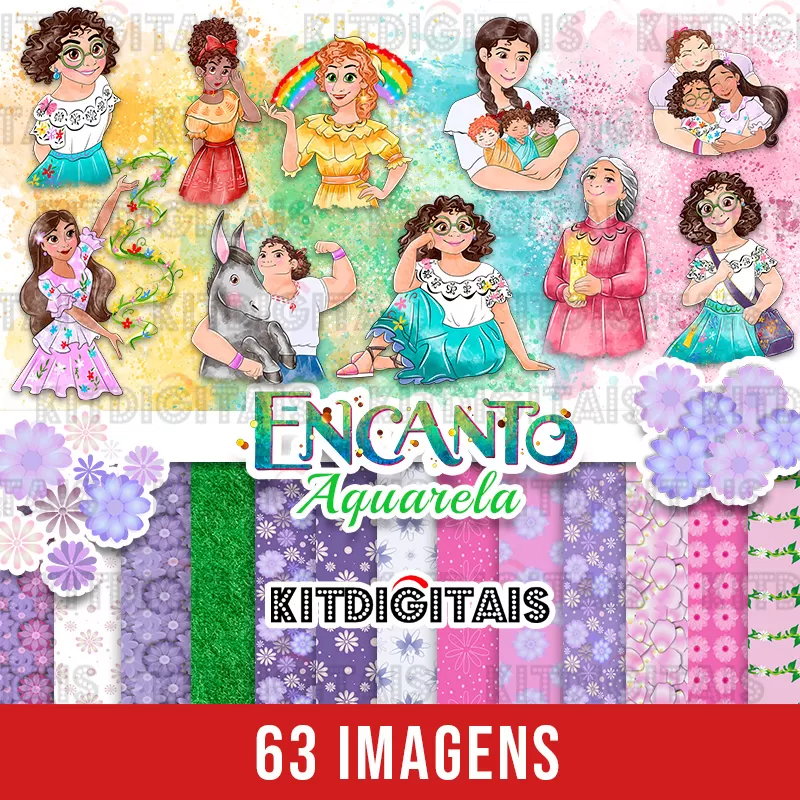 kit Digital Encanto Aquarela