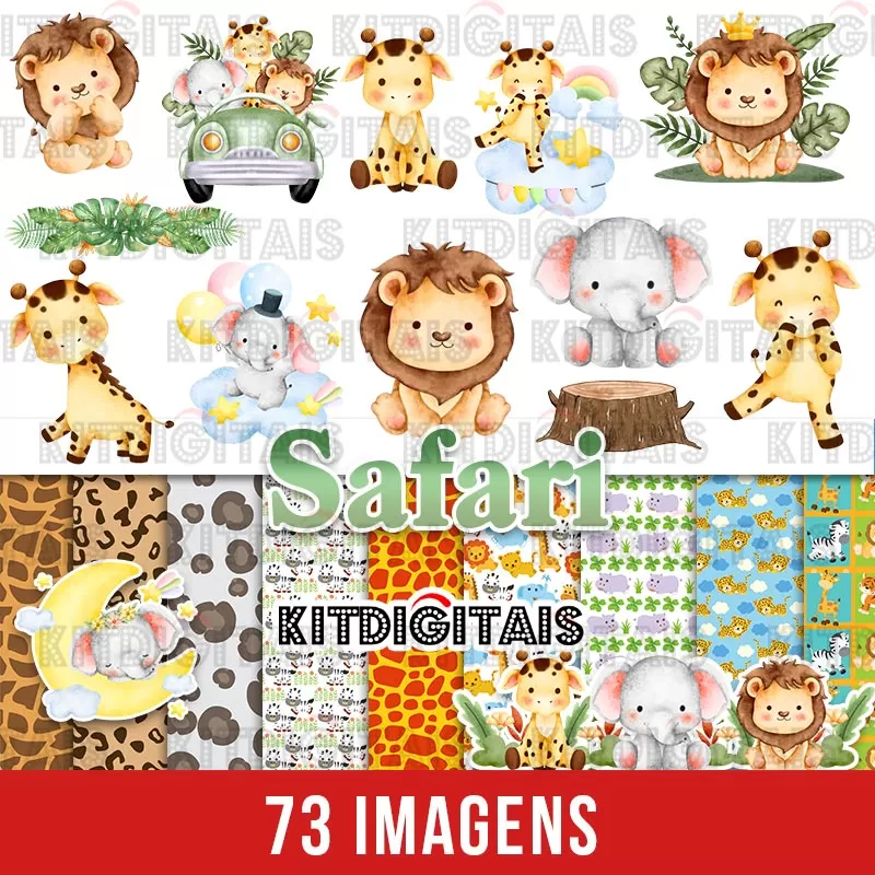 Kit Digital Safari Aquarela