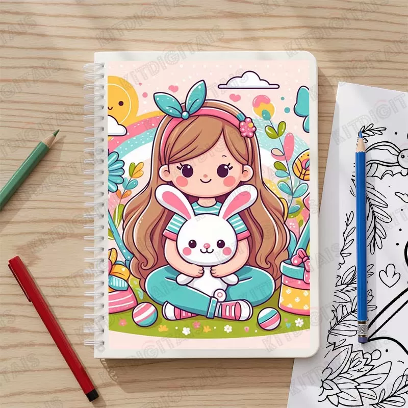 A Menina e o Coelho Colorir