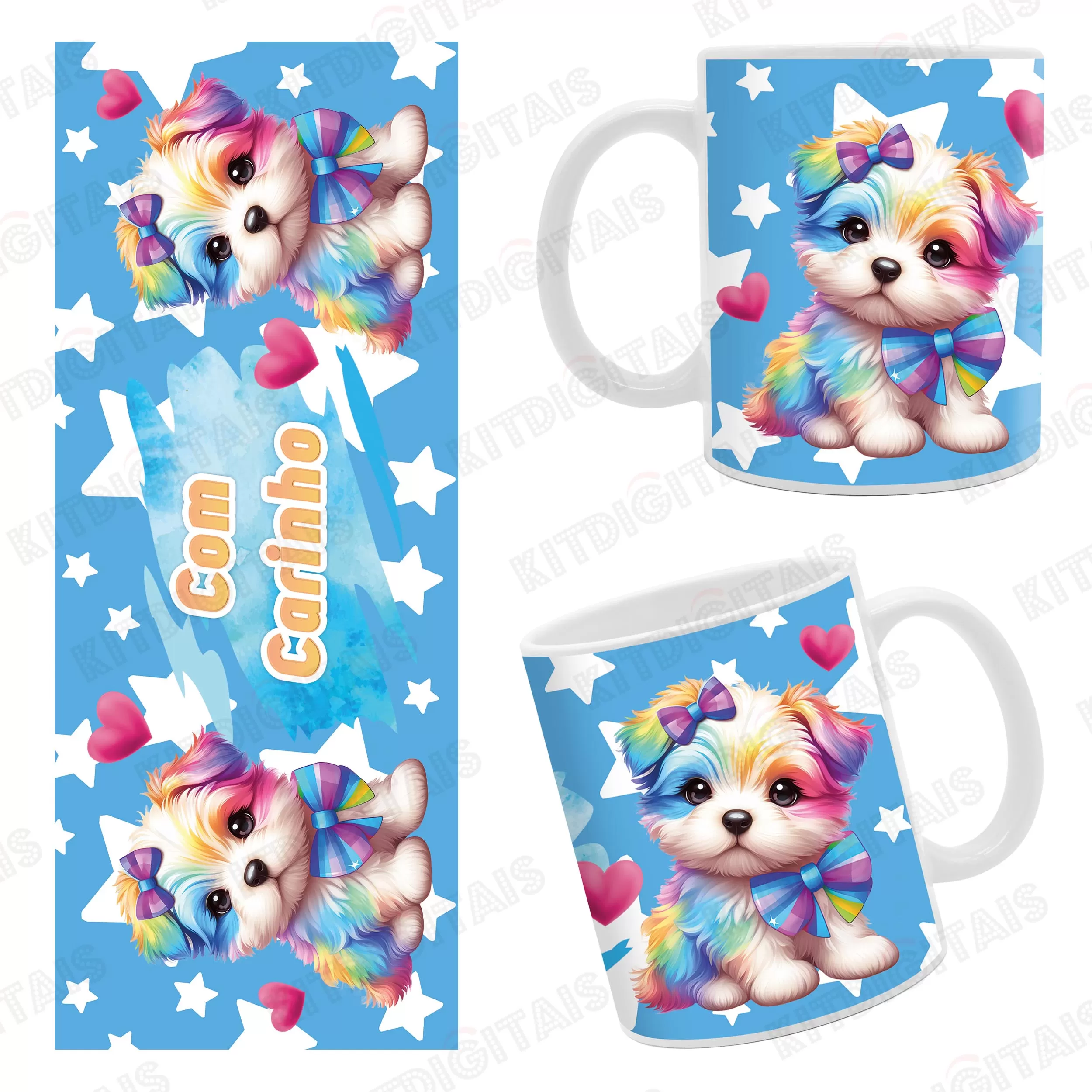 Cachorrinho Cut Colors Arte Caneca Personalizada