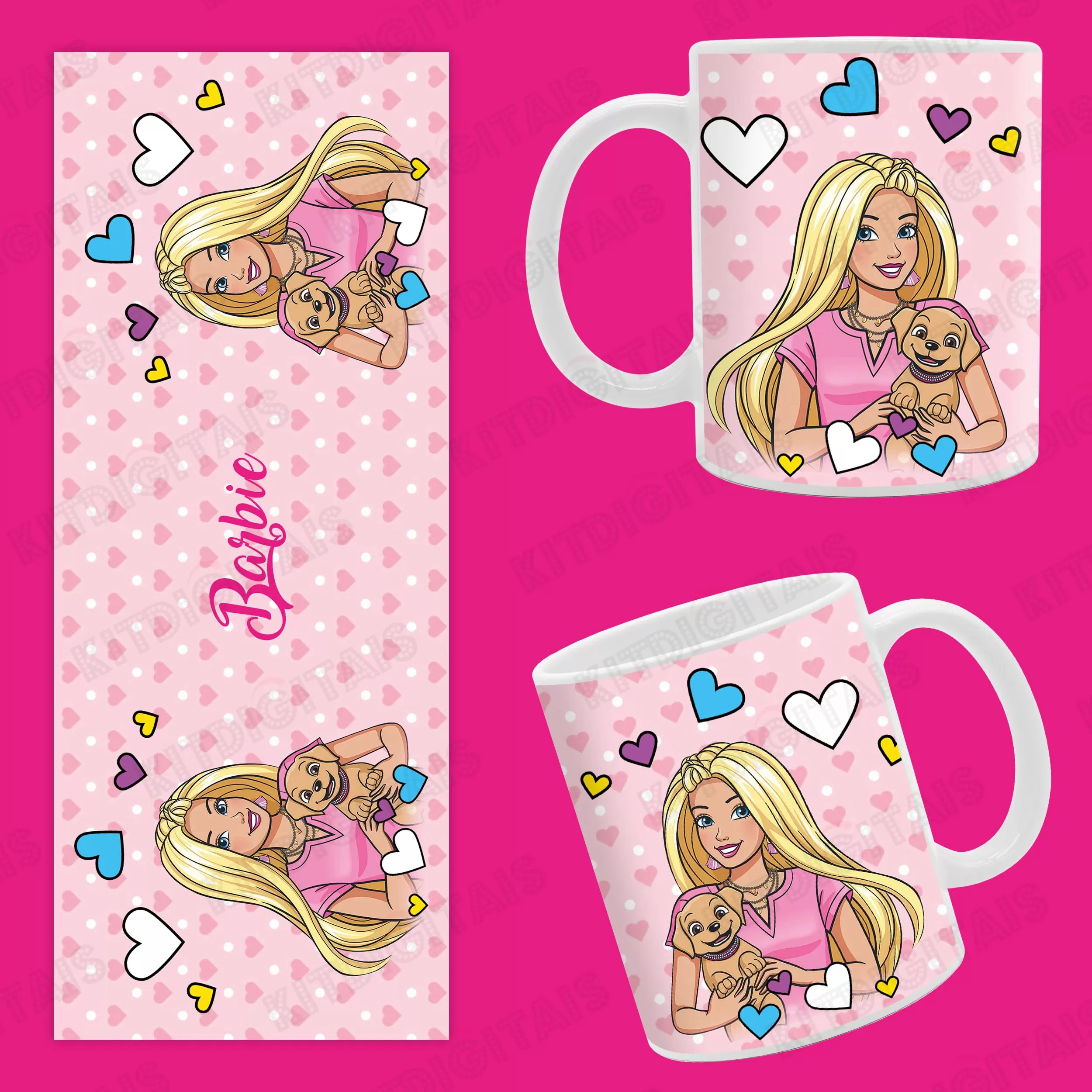 Barbie Love Pet Arte Caneca Personalizada