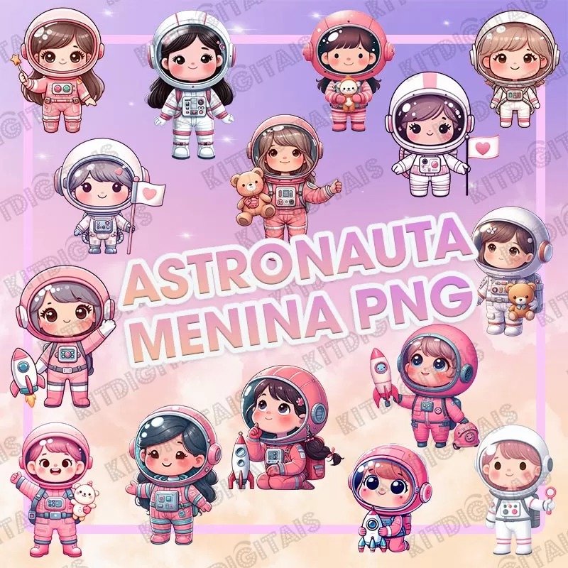 Kit Digital Menina Astronauta Png