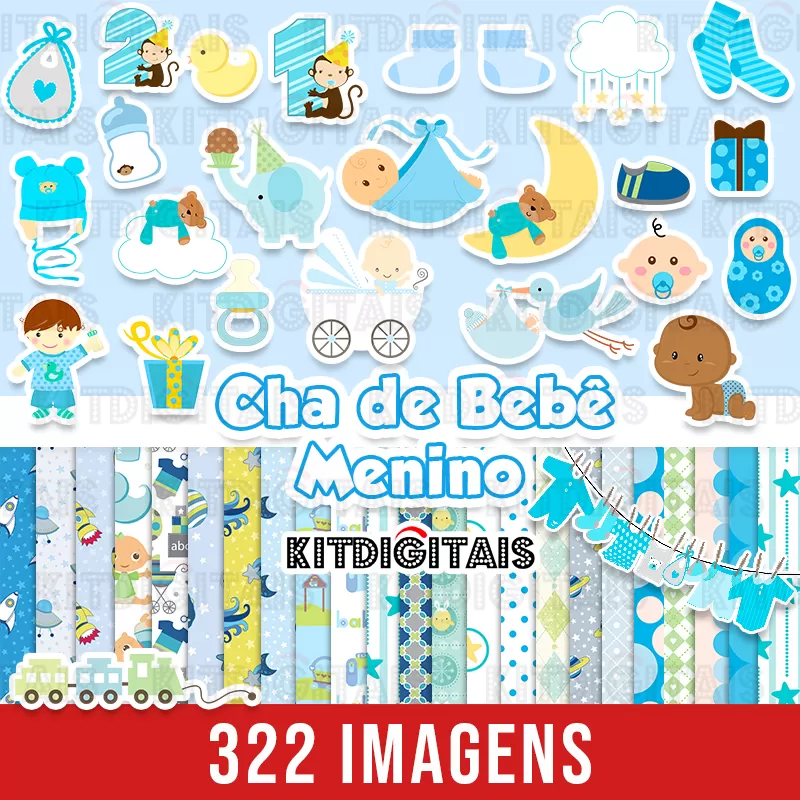 Kit Digital Chá de Bebê Menino
