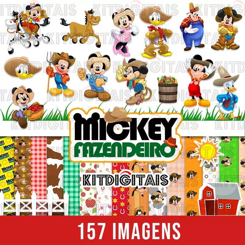 Kit Digital Mickey Fazendeiro
