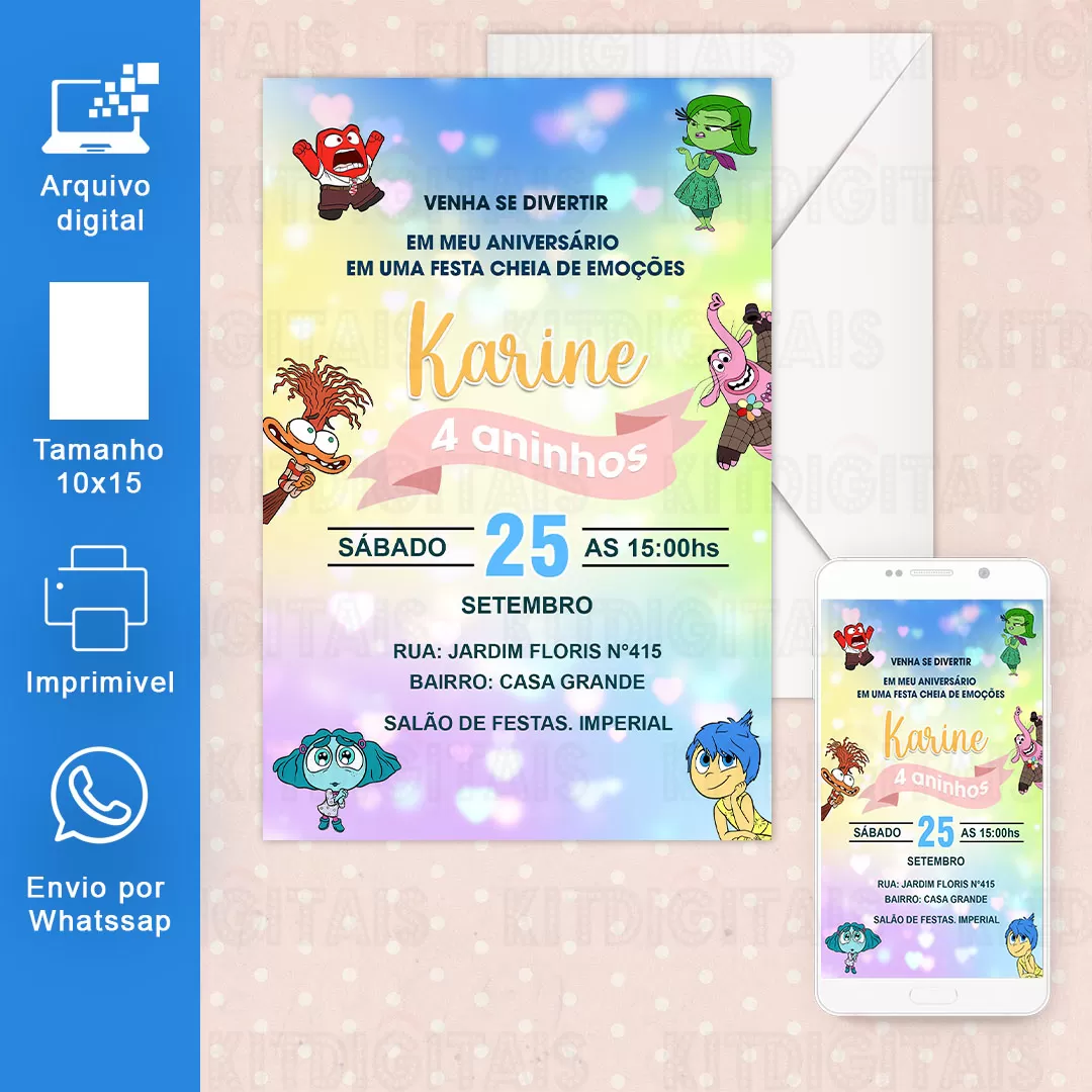 Divertidamente 2 Convite Aniversário M1