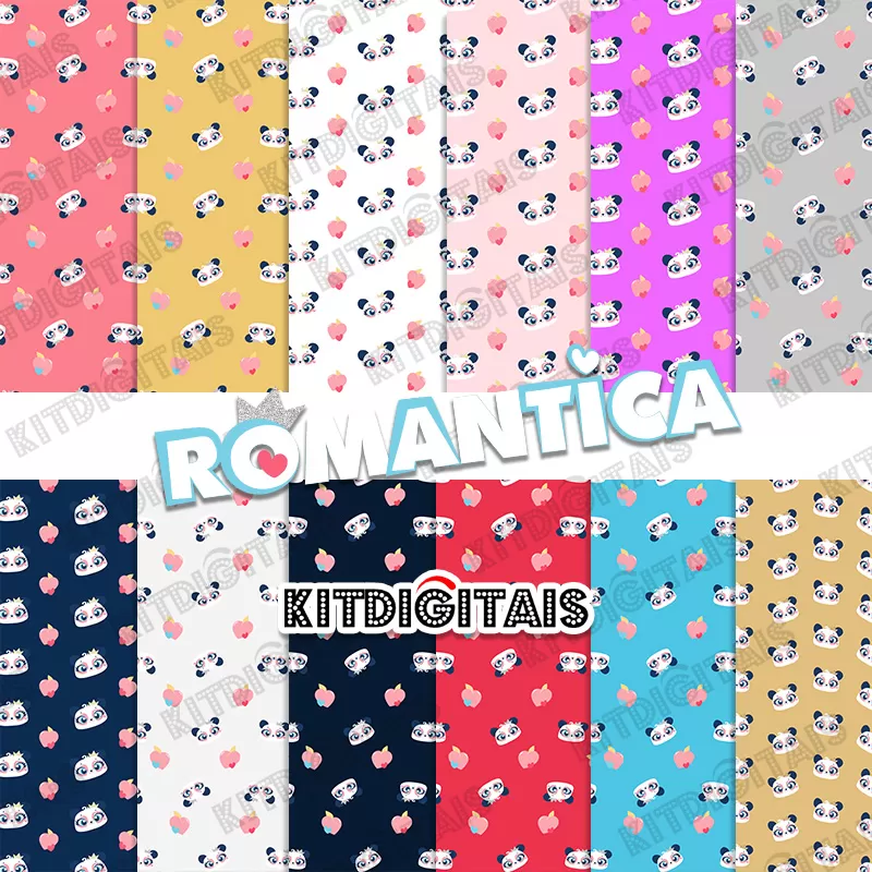 Panda Romântica Papeis Digitais