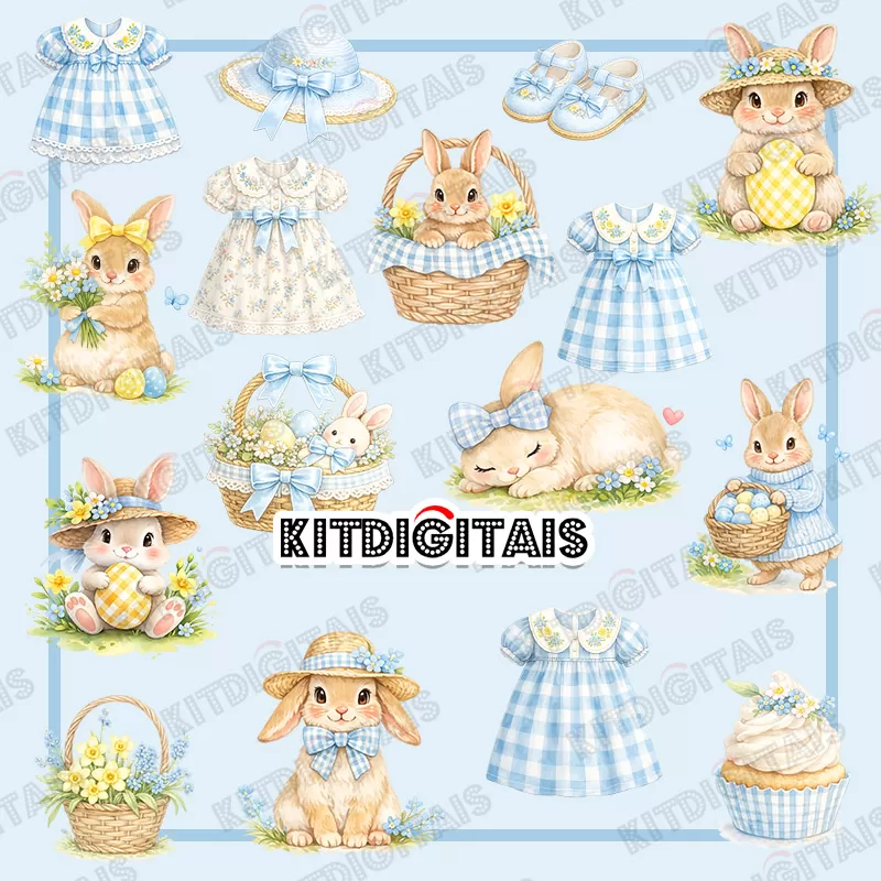 Coelhinho Azul Páscoa Png