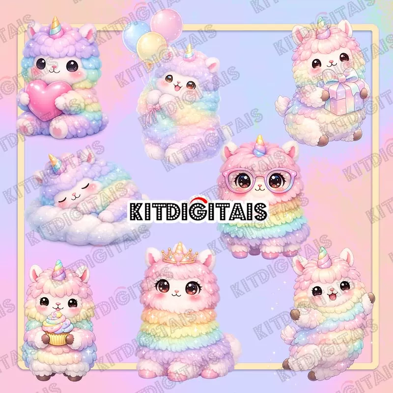 Lhama Kawaii Cute em PNG